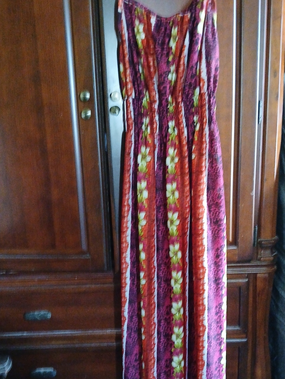 Floral Stripe Maxi Dress In Tropical Colors